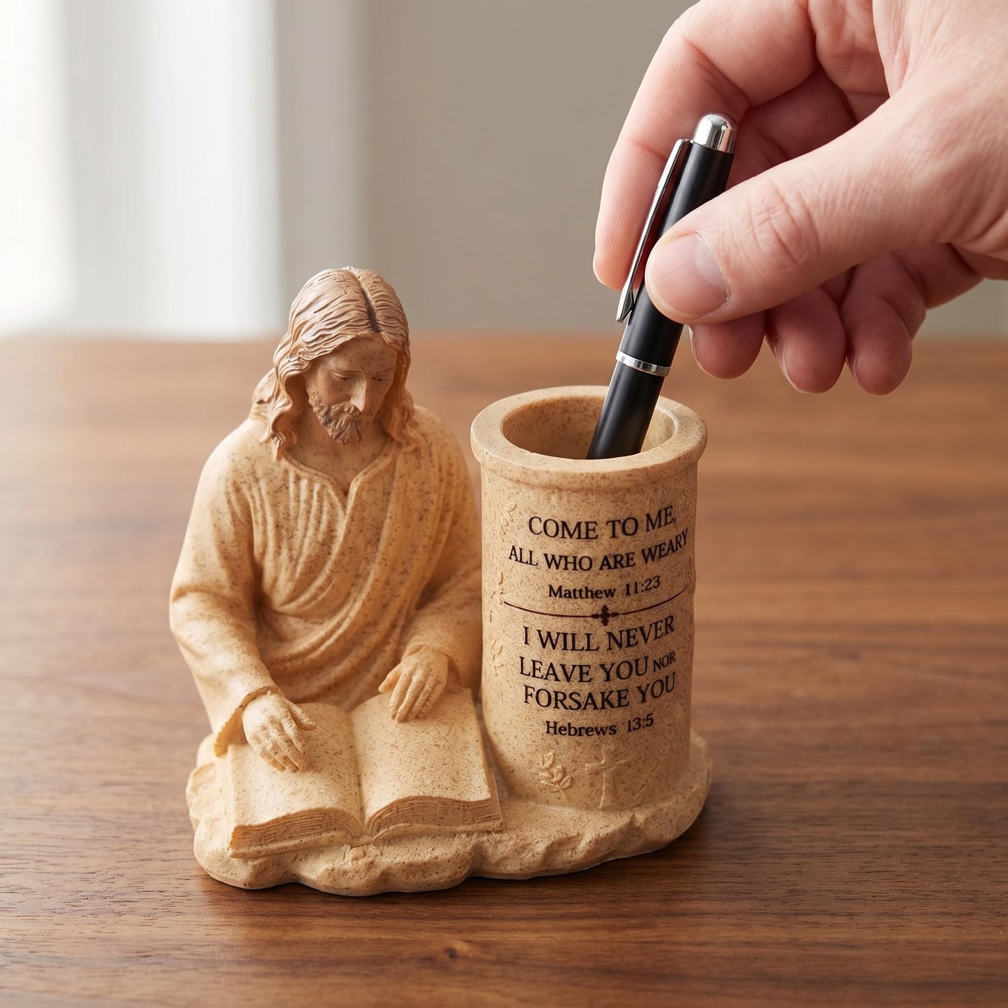 jklhkmhj Jesus Pen Holder With Bible Verse,Jesus Inspirational Religious Bible Verse Pen Holder Thoughtful Christian Gifts for All Perfect for Office School Home and Stationery Essentials