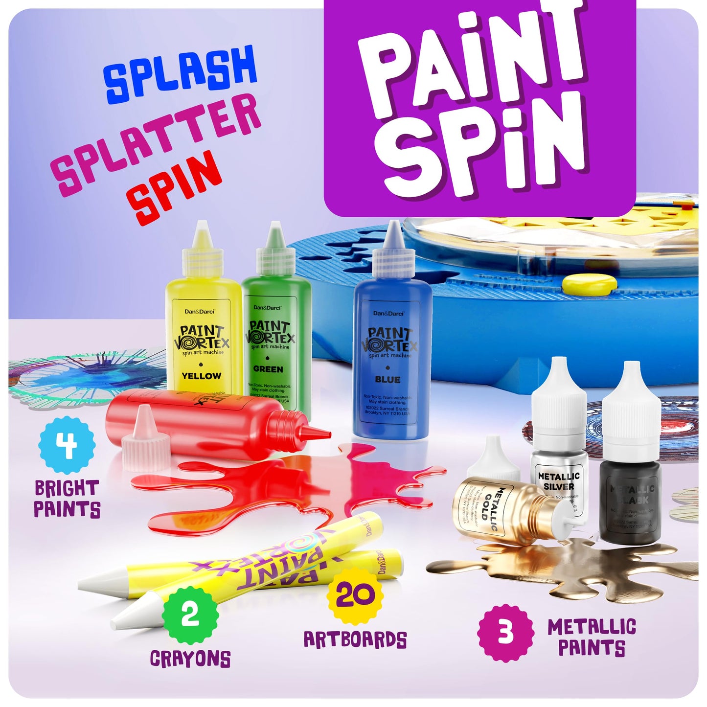 Dan&Darci Paint Spin Art Machine Kit for Kids - Gifts for Girls - Arts & Crafts for Boys, Girls - Art Craft Set for 6-9 Year Old Boy - Painting Spinner Toys - Birthday Gift Ideas for Ages 6-12