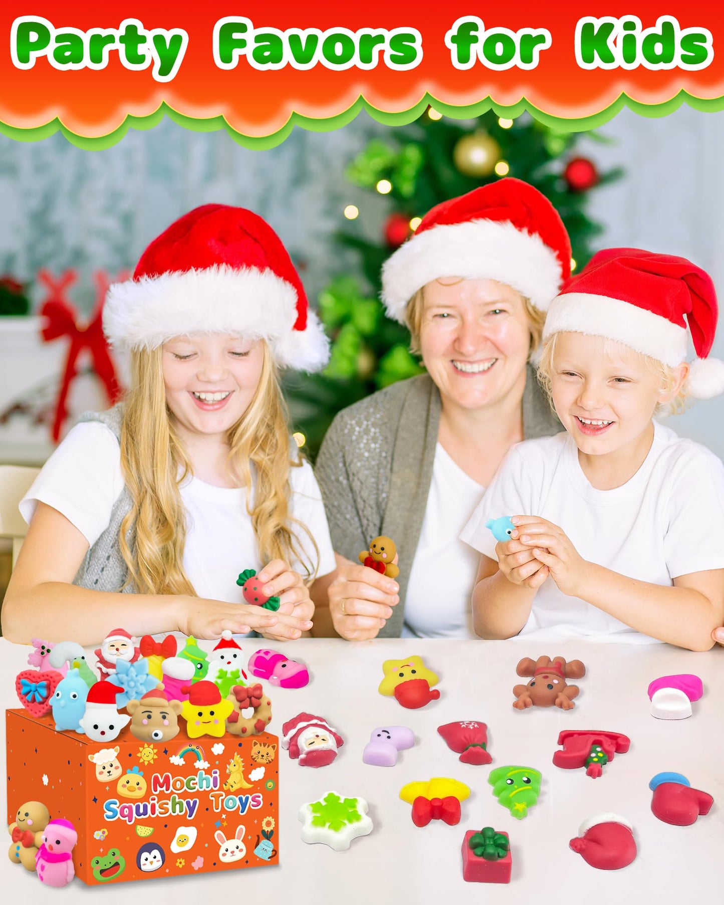 30 Pcs Christmas Squishy Toys, Party Favors Goodie Bags Stuffers for Kids, Bulk Classroom Xmas Gifts Prizes for Students, Small Stocking Stuffers Fidget Toys Treats from Teachers