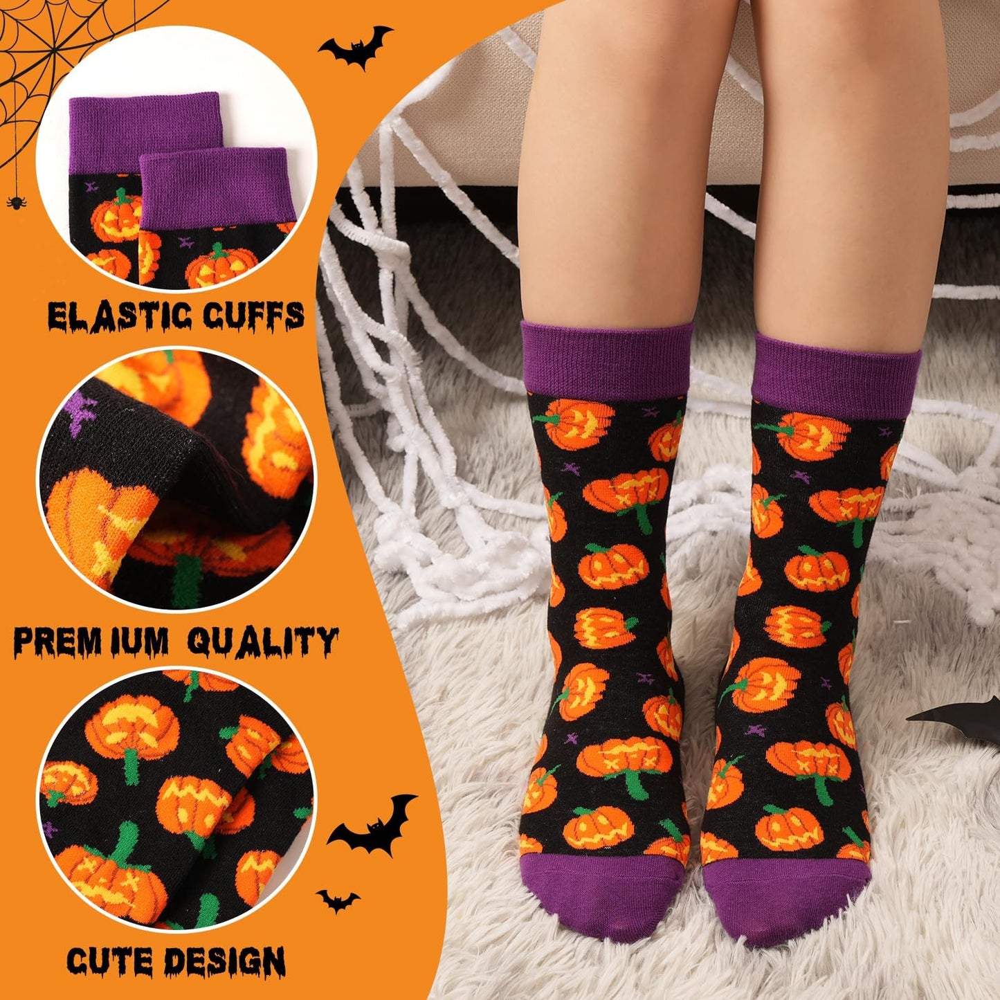 Halloween Gifts for Women 16oz Pumpkin Bat Coffee Glass Cup with Lid & Straw, Boo Basket Stuffers Fall Themed Gifts for Her, Sister, Friend
