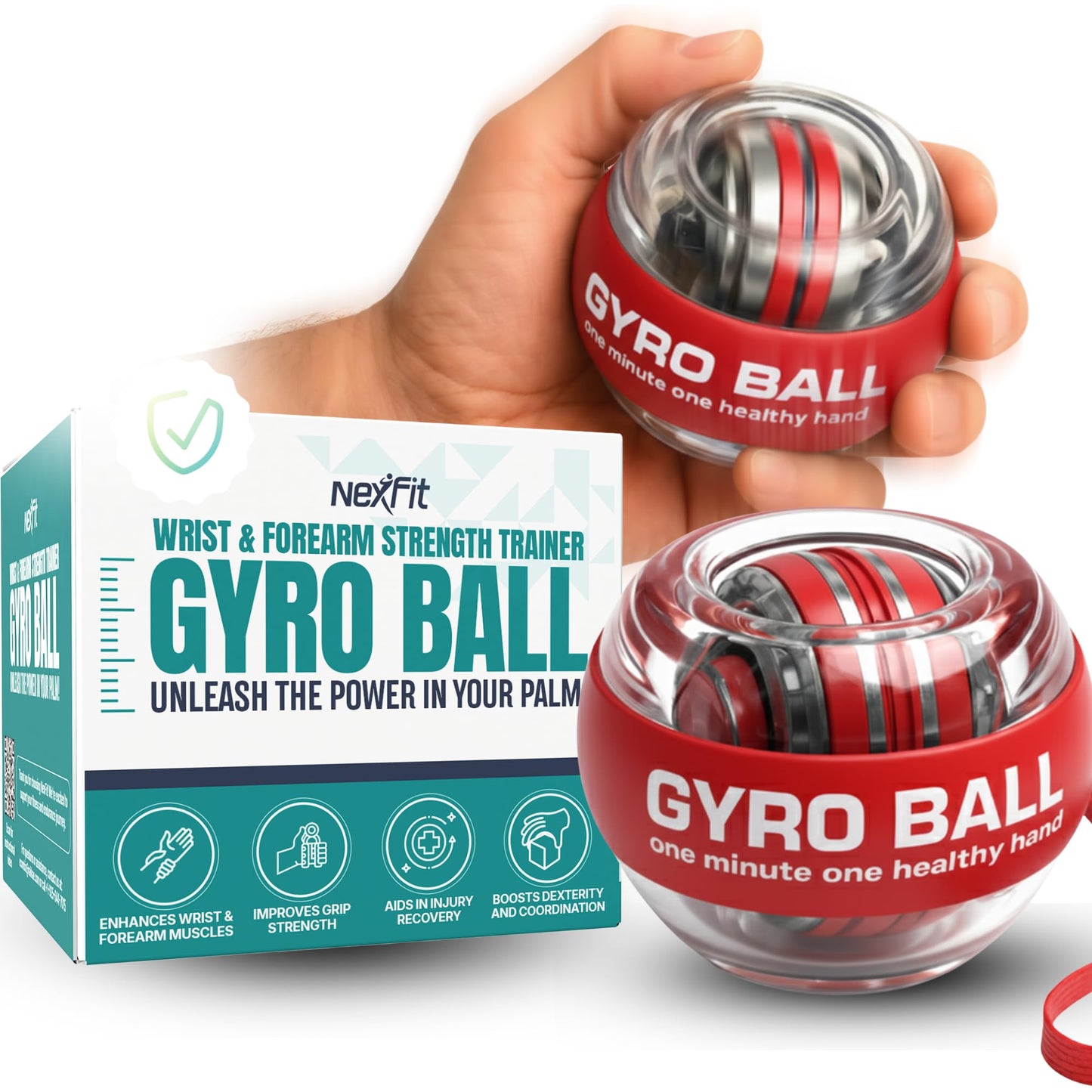 Nexfit Torque Ball Hand Exerciser - Wrist Power Gyro Ball & Forearm Exerciser – Premium Wrist Strengthener for Fitness, Rehab, Stress Relief & Dexterity Training – Portable, Gift-Ready for Adults