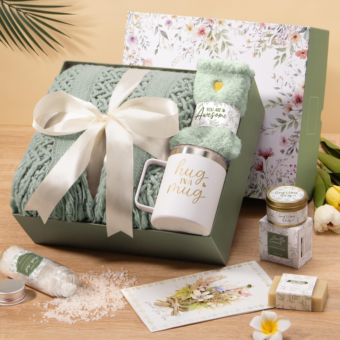 Self Care Gifts for Women Get Well Soon Gifts, Mothers Day Birthday Gifts for Women Care Package, Sympathy Gift Baskets Spa Gifts Thinking of You Inspirational Gifts for Mom Her Sister Grandma Friends