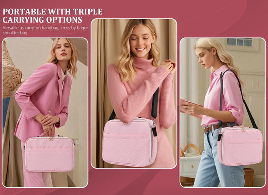 Yozbcfv Bible Cover for Women,Large Bible Bag with Shoulder Strap, Bible Study Supplies Carrier Includes Highlighters Tabs,Journaling Kit Case Packed in Gift Box, Christian Gifts for Women(Pink