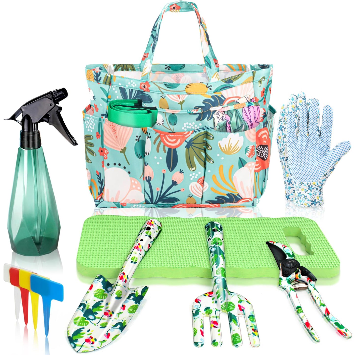 Gifts for Mom Mothers Day, Mom Birthday Gifts from Daughters Floral Gardening Tools and Durable Garden Tools Organizer Tote, Ideal Gardening Gift for Women Plant Lover Present