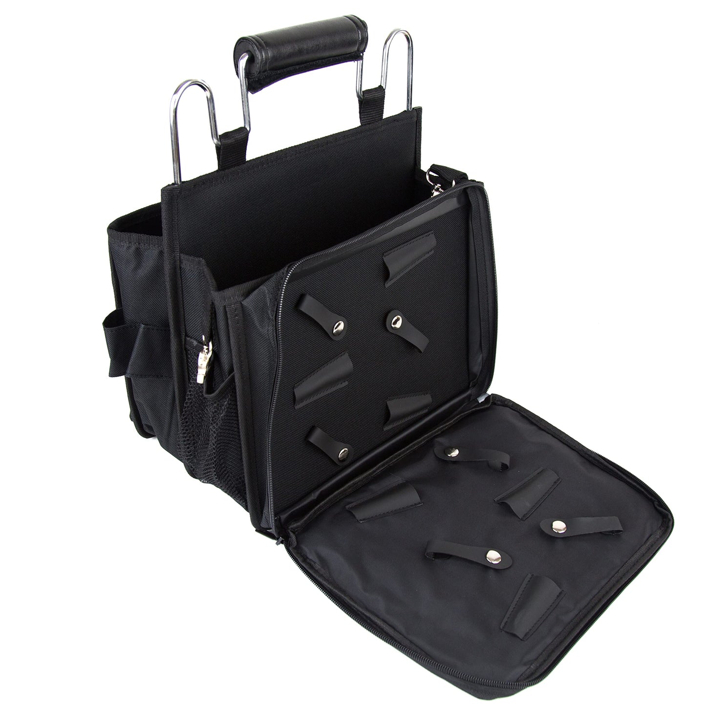 Salon Supply Co Open Hair Stylist Case – Sturdy Metal Frame Hairdresser Bag – Cosmetology Organizer for Hair Stylists – Hair Styling Tool Bag and Storage Organizer