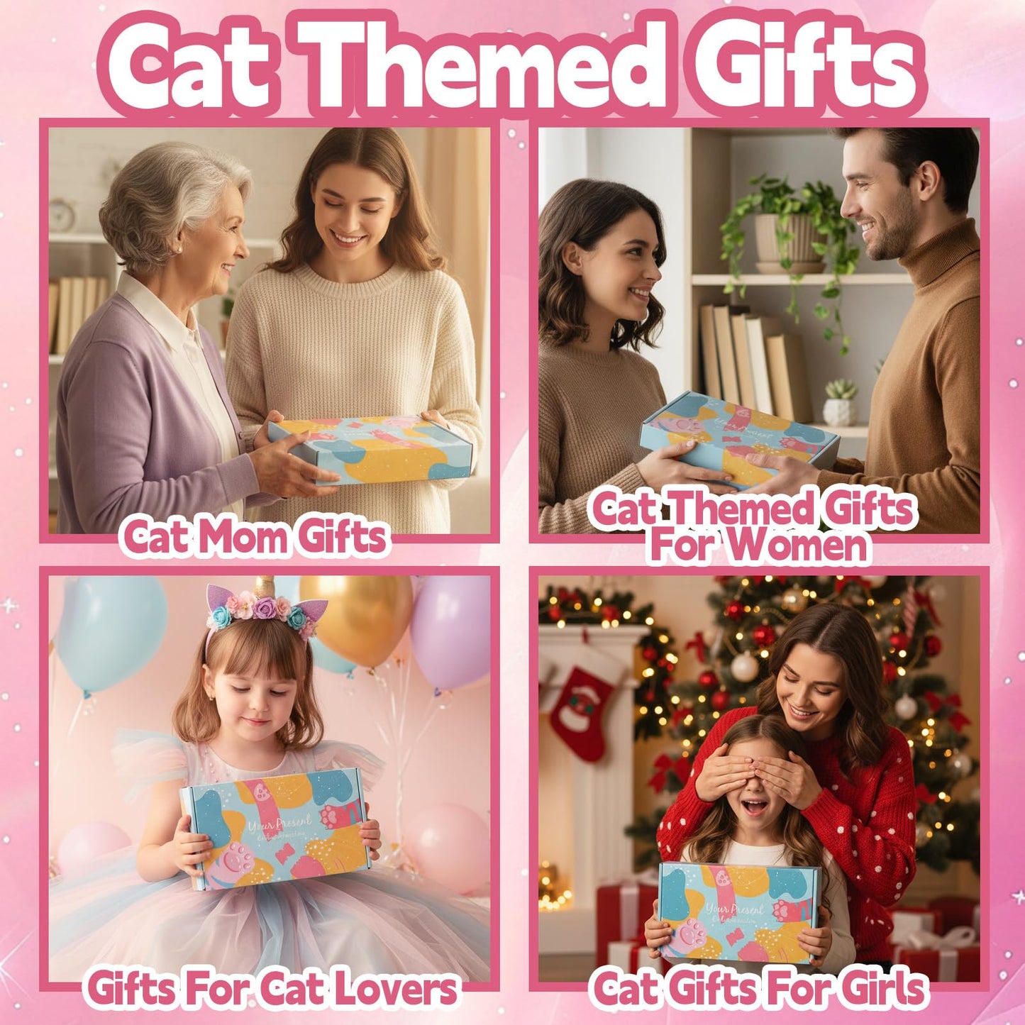 Cat Gifts for Cat Lovers Cat Office Supplies Canvas Tote Bag Spa Headband Cute Sticky Notepad Paper Clips Ballpoint Pen Cartoon Stickers Party Favor for Birthday Festival Gifts