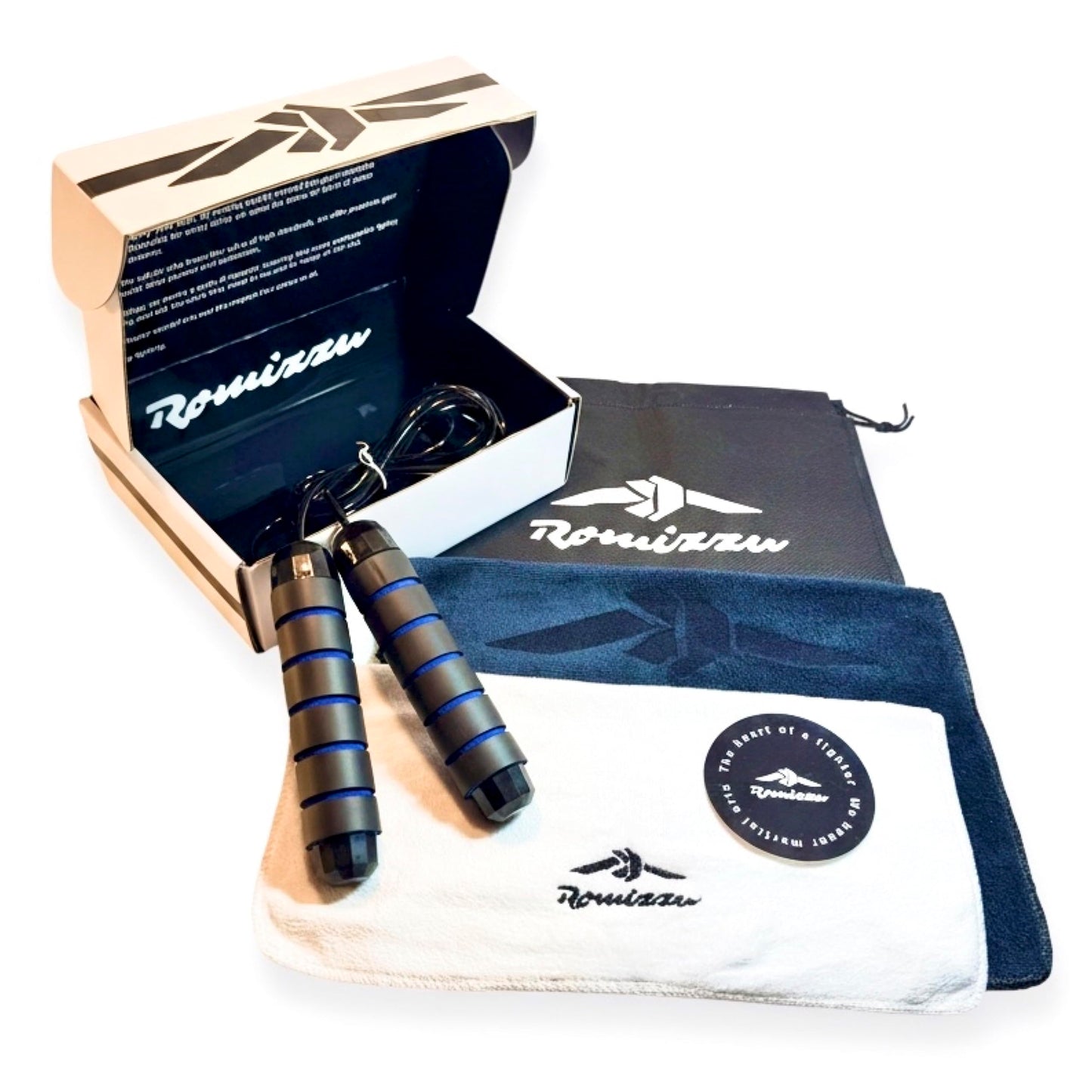 Romizzu Adjustable Speed Jump Rope for Boxing and Fitness, Tangle Free Steel Cable with Ball Bearings, Ergonomic Foam Handles, Includes Towel and Gift Box, Ideal for MMA Gym and Home Training