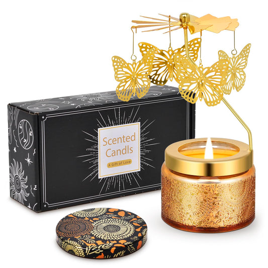 Kunrsug Butterfly Rotating Scented Candles Gift Set for Birthdays, Christmas, Thanksgiving, or As A Unique Present for Your Mom, Sister, Girlfriend, Colleagues, Friends, or A Dear Friend
