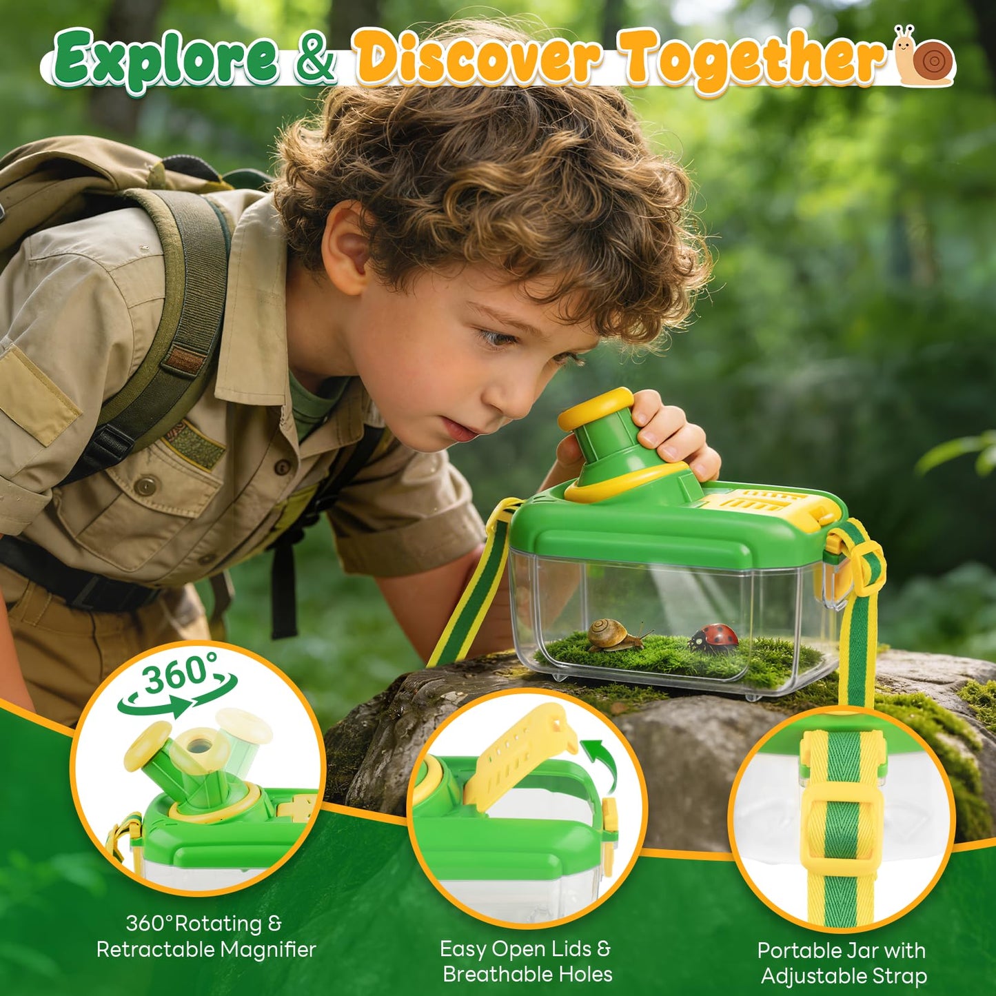 Toycost Kids Explorer Kit & Bug Catcher Kit with Vest, Carry Bag, Binoculars,Observation Jar, Butterfly Net, Magnifying Glass, Outdoor Nature Exploration STEM Toys Camping Gift for Boys Girls Ages 3-7