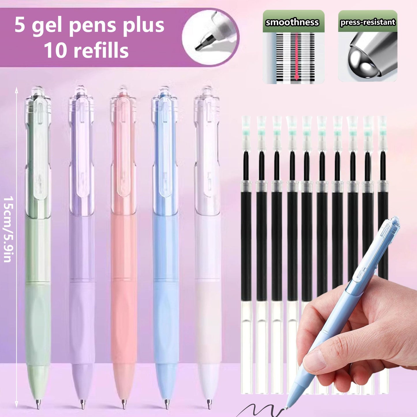 Ristpal 56 PCS Aesthetic School Supplies with Large Pencil Case, 24 Double Brush Marker Pens, 5 Black Ink Gel Pens, 6 Macaron Pencils, 4 Sharpeners, Sticky Notes, Ruler, Erasers, Stationery Gift