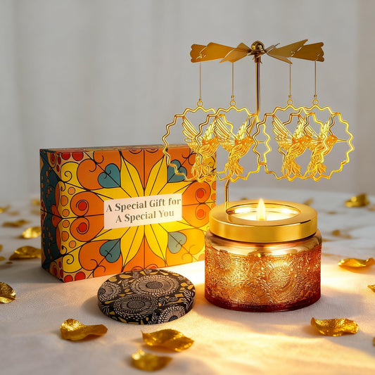 Candle Gifts for Women, Mom, Wife, Girlfriend, Sister, Her, Female Friends, Gifts for Women Birthday Unique, Mothers Day Gift, Anniversary Rotating Candles Gift for Woman (Hummingbird)