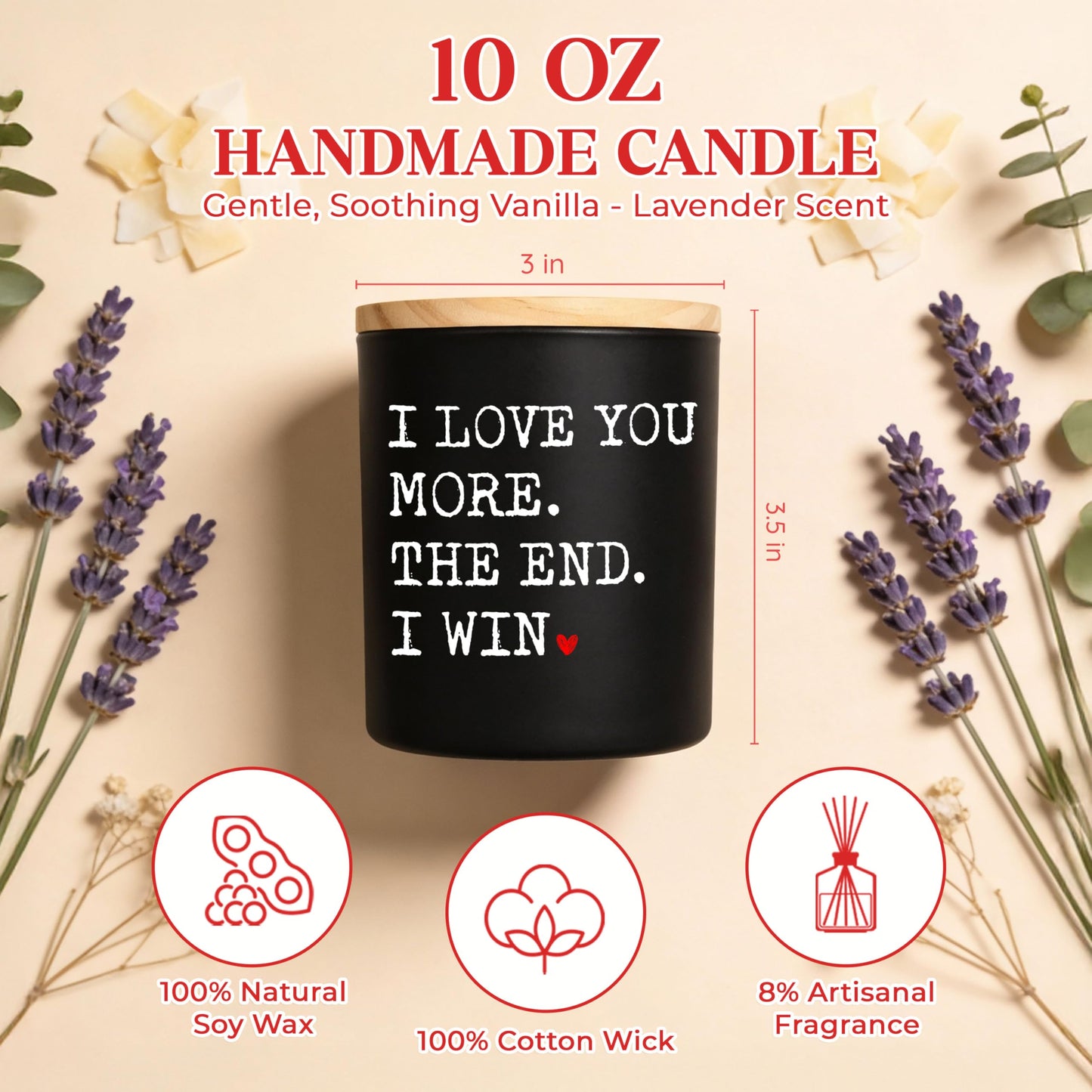 GAUDORA Anniversary Wedding Gifts for Women Men - I Win Vanilla Lavender Scented Candle 10 oz - Anniversary Wedding Birthday Gifts for Him Her, Couple Gift for Boyfriend Girlfriend Husband Wife