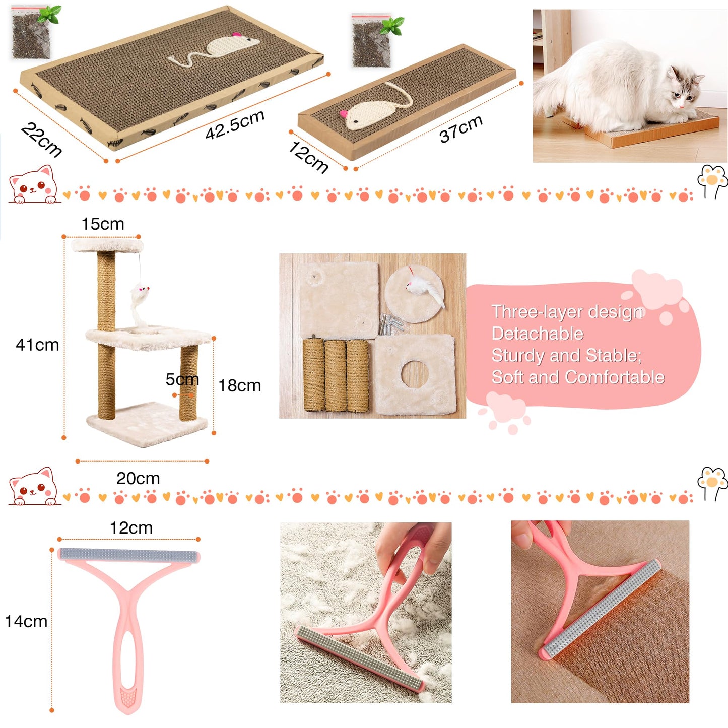 Kitten Starter Supplies Starter Kit, 20 pcs of Cat Essentials and Stuff, Including Cat Bed, Carrier, Litter Mat, Litter Box, Collar, Bowls,and Others, Perfect Choice for New Cat Owner - Pink