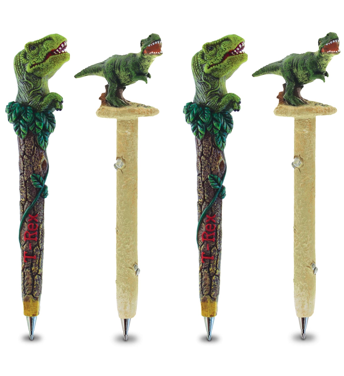 Planet Pens Bundle of Dinosaurs Tyrannosaurus Rex Novelty Pens - Fun and Unique T-Rex Ballpoint Pens, Colorful Dinosaur Writing Pens For School and Office - 4 Pack