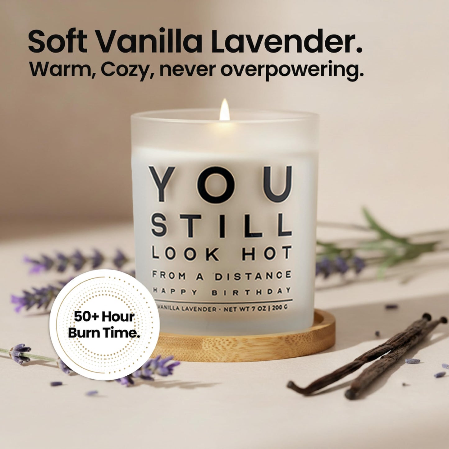 Funny Birthday Gifts for Women You Still Look Hot from a Distance Gift Set Playful Gifts for Friend Sister Coworket BFF Vanilla Lavender Soy, 50+ Hour Burn, Ready to Gift Box by Wick and Wit