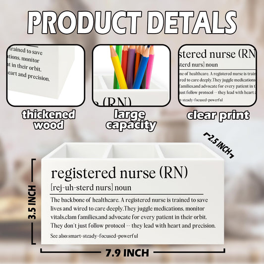 XPH Registered Nurse Gifts Pen Pencil Holder Organizer for Desk, RN Gift for Nurses, Nurse Office Decor, Nursing Week Gifts Wooden Box Sign for Office Workplace Desk Tabletop Decorations