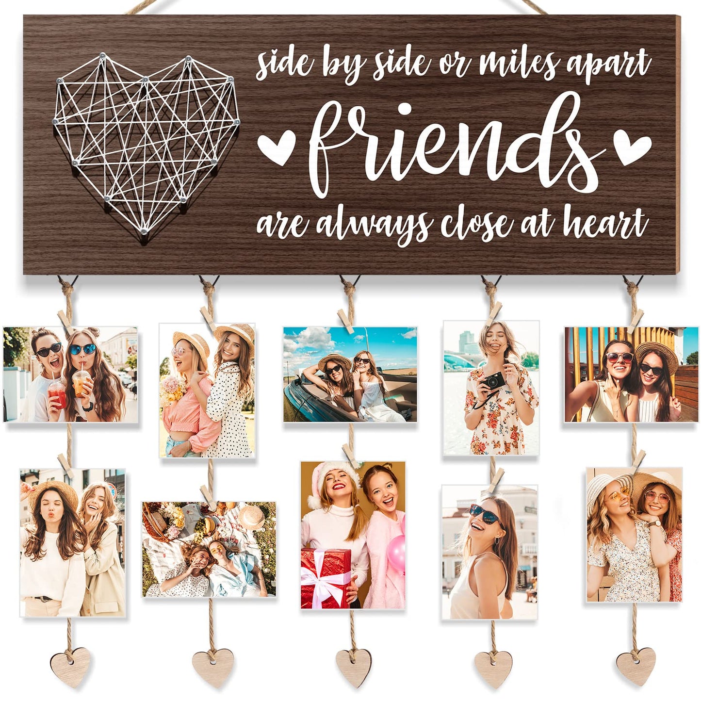 Best Friend Birthday Gifts for Women Teen Girls, Mothers Day Gifts for Best Friend Picture Frame, Long Distance Friendship Gift for BFF Besties Sister Photo Holder Hanging Photo Display Collage Frame