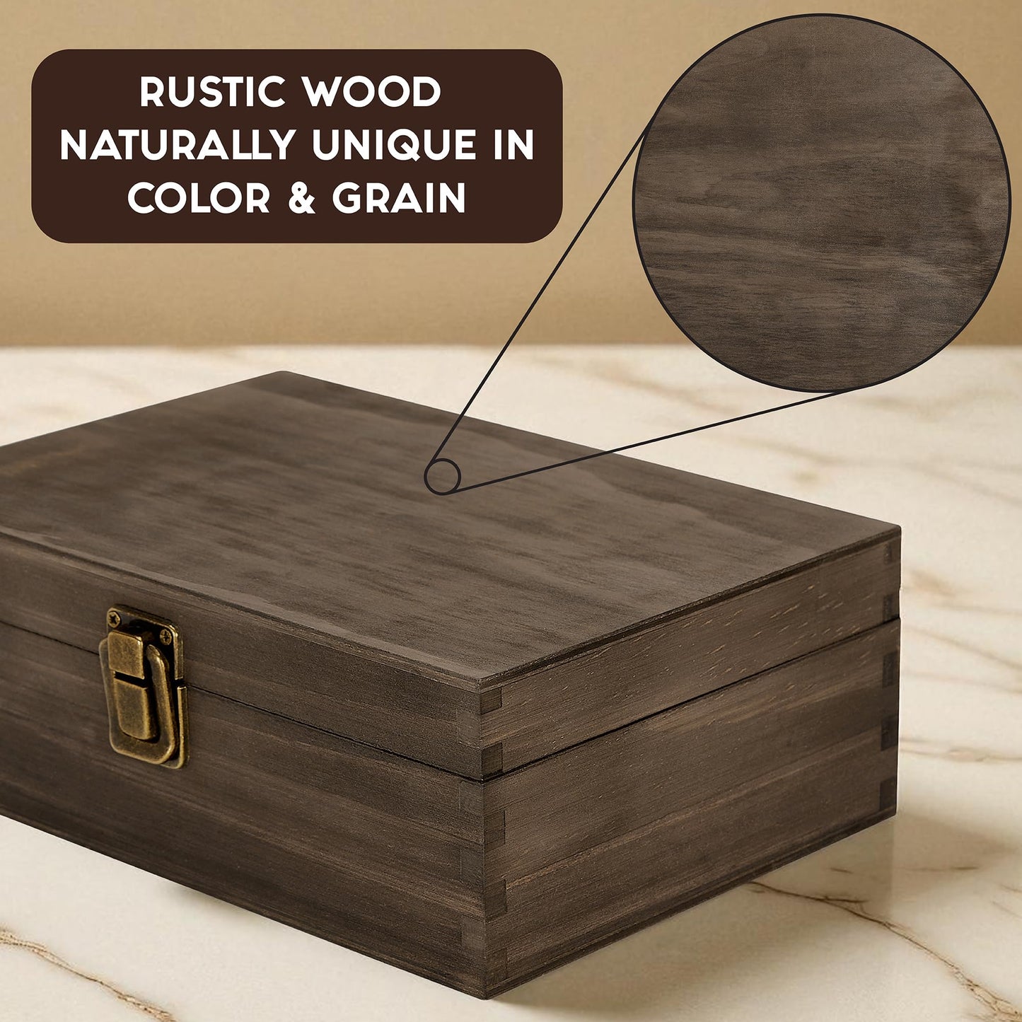 Engraved Wedding Memory Box- Wooden Keepsake Box for Bride & Groom, Letters, Photos, First Anniversary and Valentine’s Day Gift, Personalized Rustic Storage, Medium Size, Dark Walnut - 8.5 x 6 x 3 in