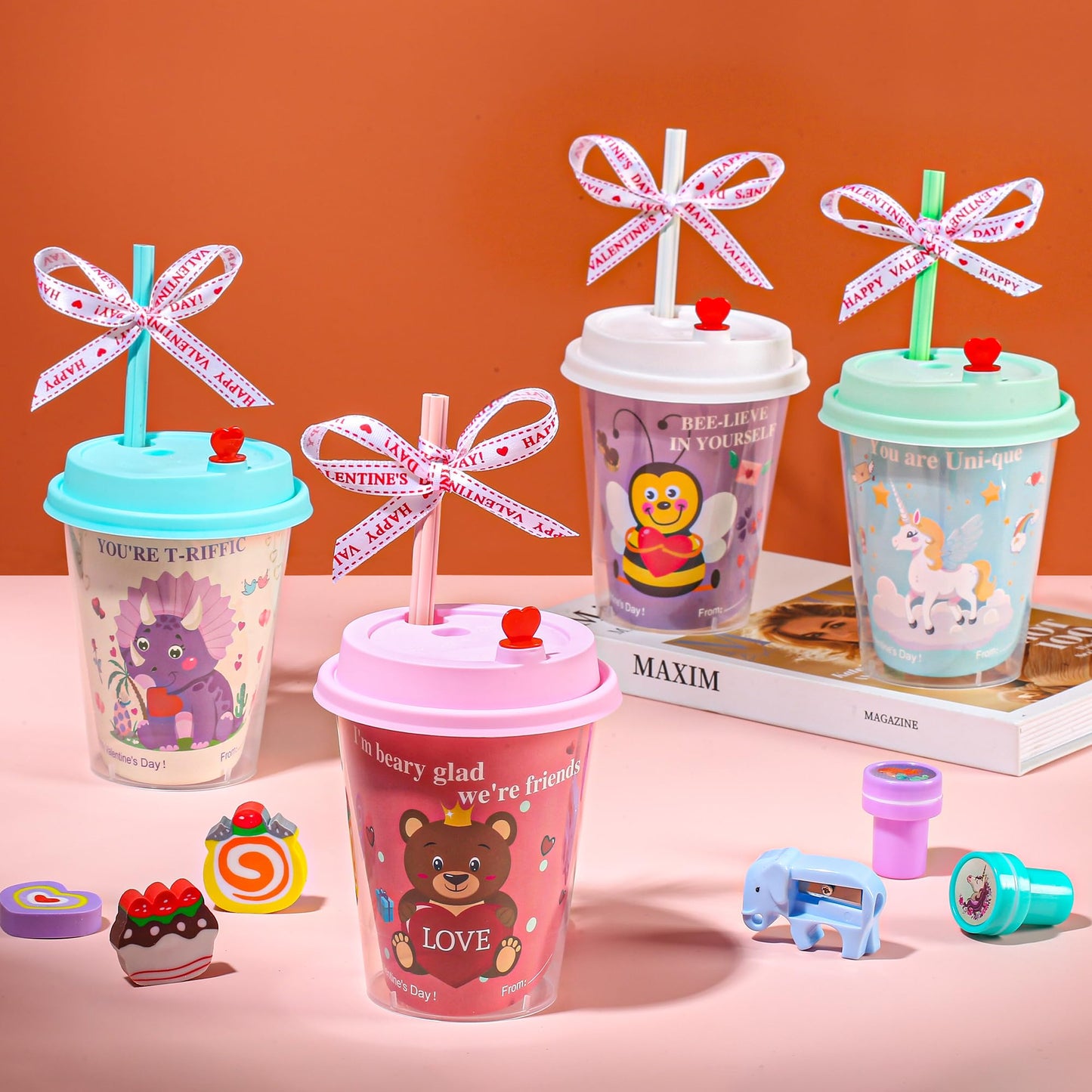 24 pcs Valentines Day Gifts for Kids Classroom - Valentines Day Stationary Set Gift with Cards for School,Valentine exchange valentines party favors for kids boys girls,Valentines goody bag filler.