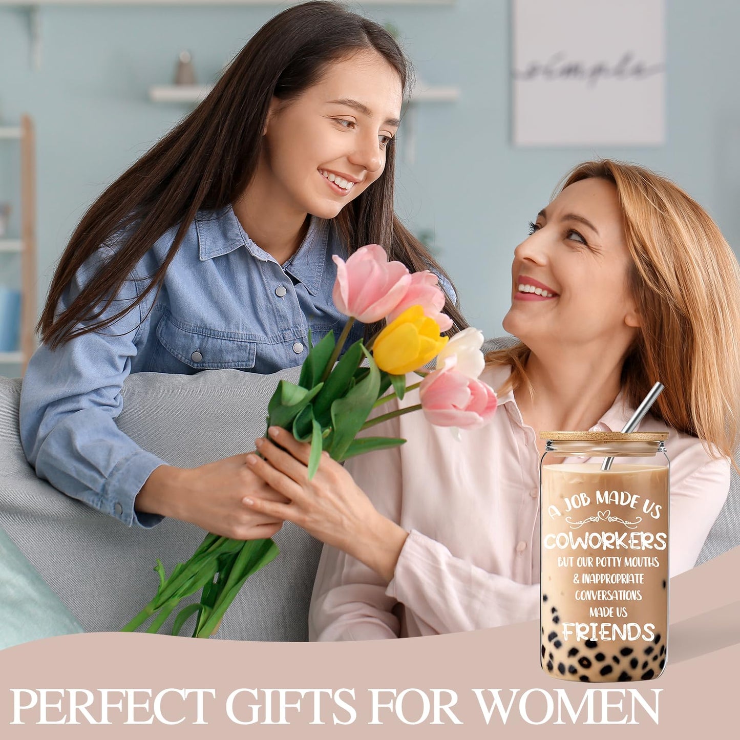 EUJTCO Best Friends friends-b job Gifts for Women, Farewell Friendship Gifts for Friend, Coworker Gift Thank You Gift Set with 16 Oz Glass Cup Socks