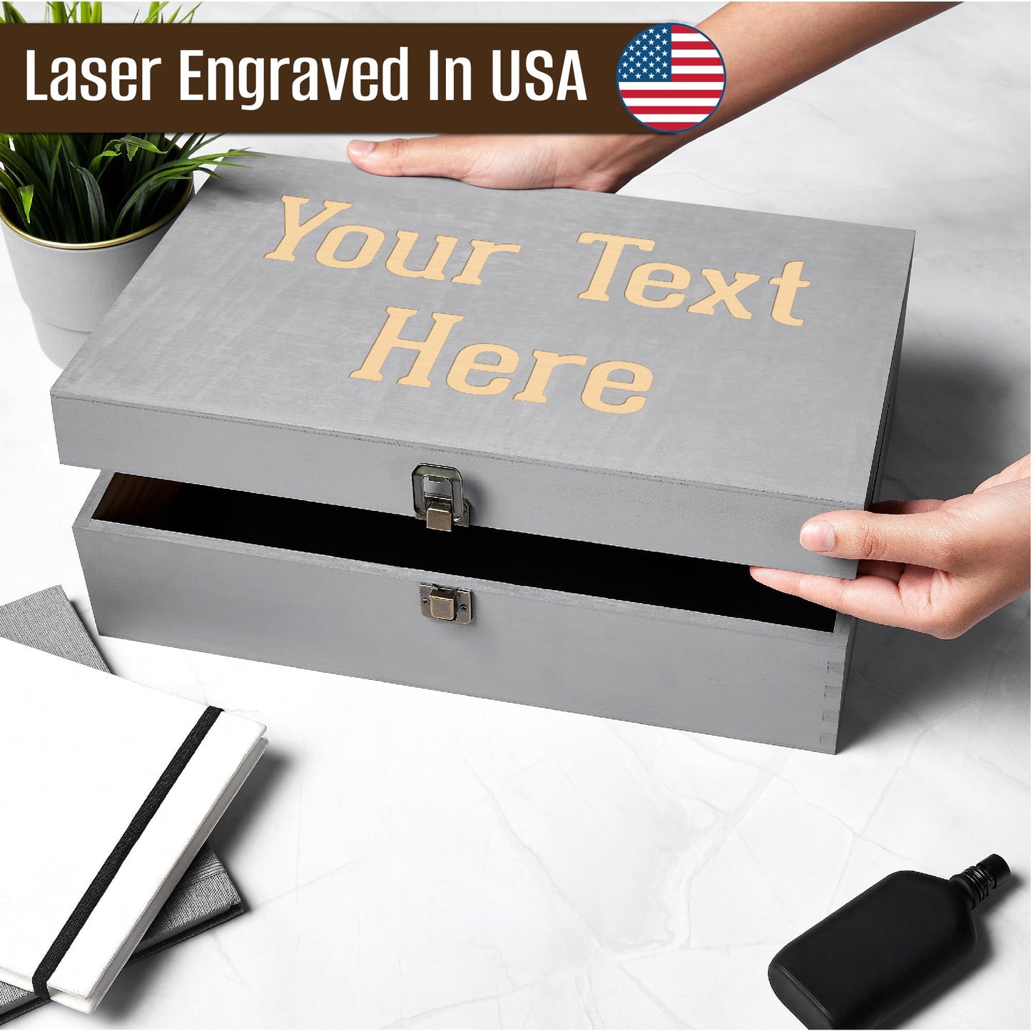 ENGRAVE MY MEMORIES Personalized Wooden Keepsake Box - Custom Memory Box for Photos Jewelry Letters Rustic Memento Storage Box for Wedding, Anniversary, Birthday, Graduation & Retirement Gifts