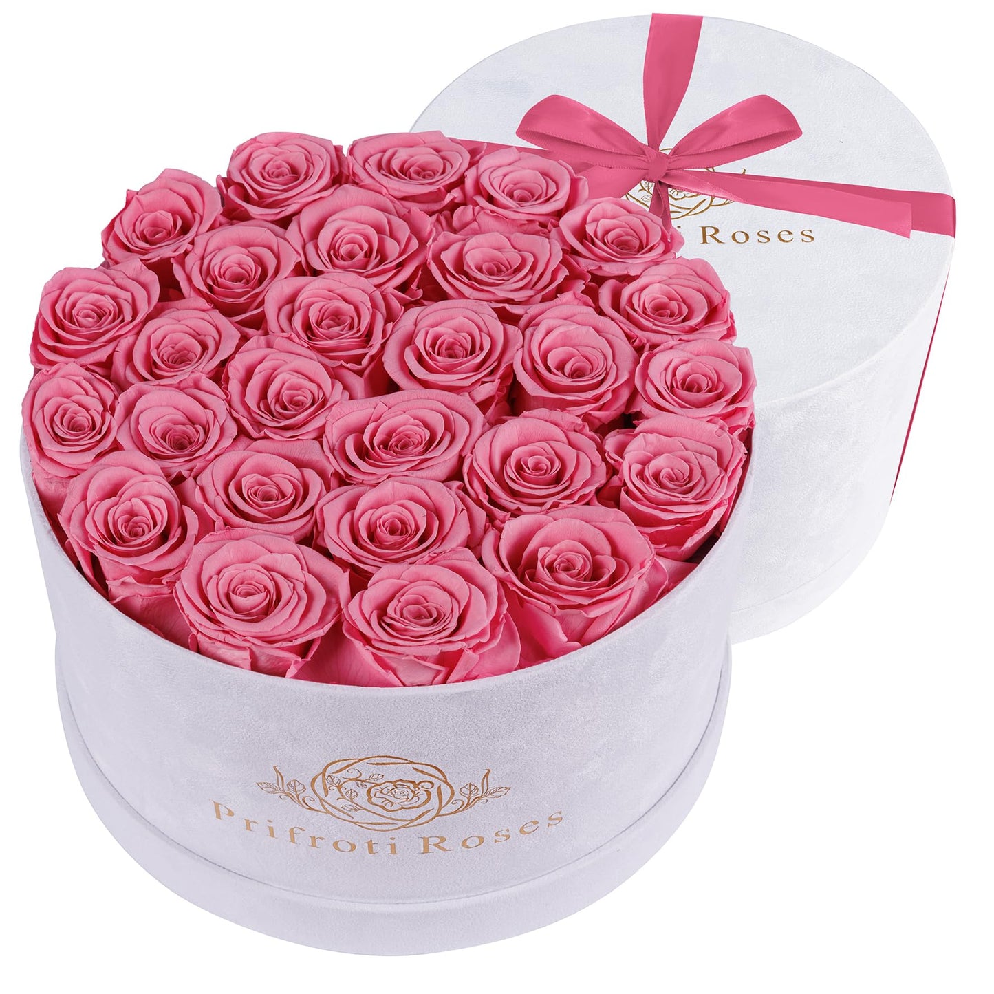Prifroti 27 Flowers in a Luxury Suede Box, Birthday Gifts for Women, Preserved Flowers, Mothers Day Roses Gift for Mom, Light Pink
