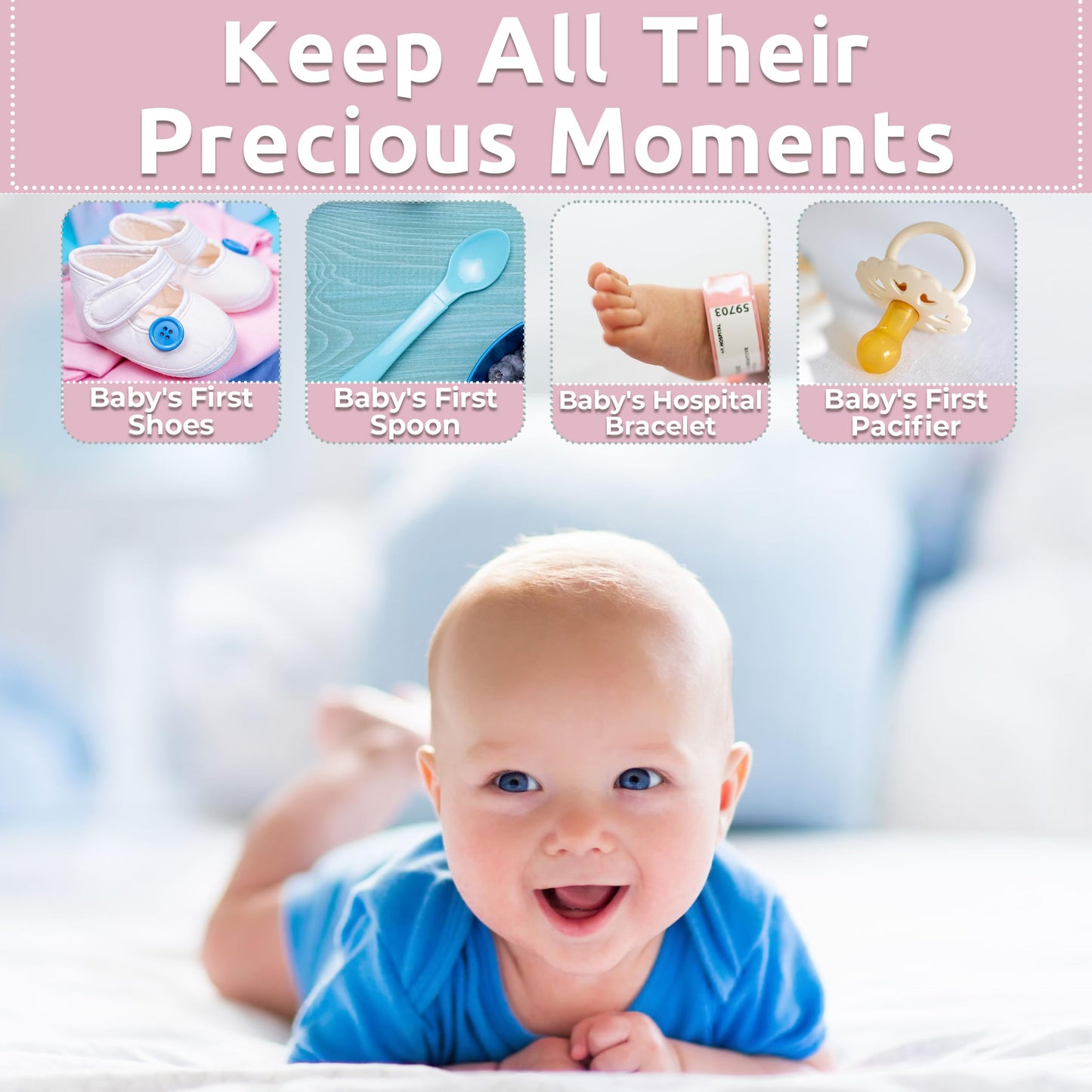 VOTUM Baby Keepsake Box for Treasured Memories, Fairytale - Lightweight, Handcrafted Boxes with 9 Labeled Compartments for First Memories - Gender Neutral Baby Shower Gifts for Girls, Boys