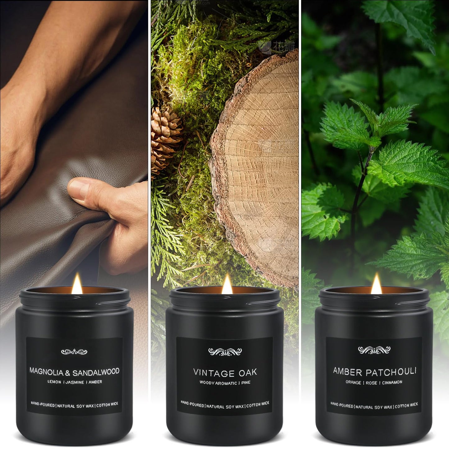 6 Pack Candles for Home Scented Aromatherapy Candles Gifts Set for Mens, Men Candle Set, 42 oz 300 Hour Long Lasting Candles, Gifts for Men, Birthday, Anniversary Present