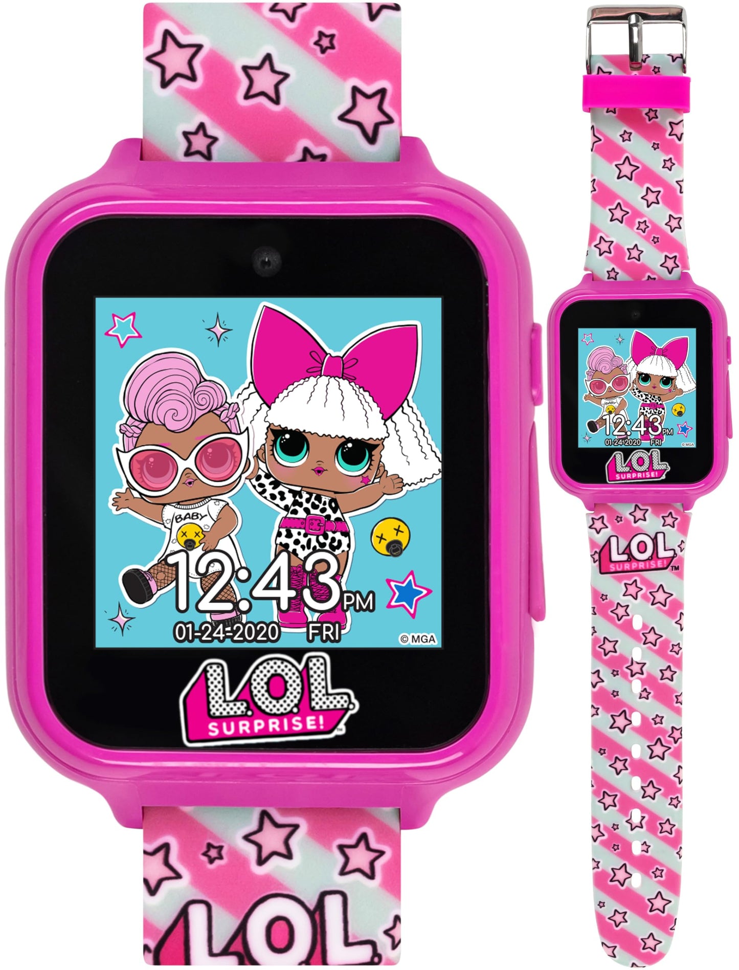 L.O.L. Surprise Kids Smart Watch with Touchscreen Selfie Camera Voice Recorder Calculator and Step Counter – Interactive Watch with Games and 10 Character Watch Faces – Fits Wrist Sizes 5.5" to 8"