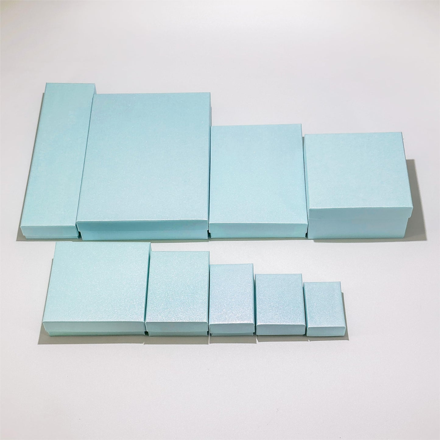 TheDisplayGuys - 25-Pack #33 Cotton Filled Cardboard Paper Jewelry Boxes Gift Case - Pearl Teal (3.5" x 3.5" x 1.0") - for Shipping or Storage