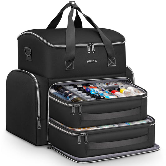 YOREPEK Tattoo Travel Case, Waterproof Tattoo Bag with 2 Removable Organizer Pouches, Adjustable Dividers, Tattoo Carrying Case for Equipment, Supplies, Stencil Printer, Artist Gifts