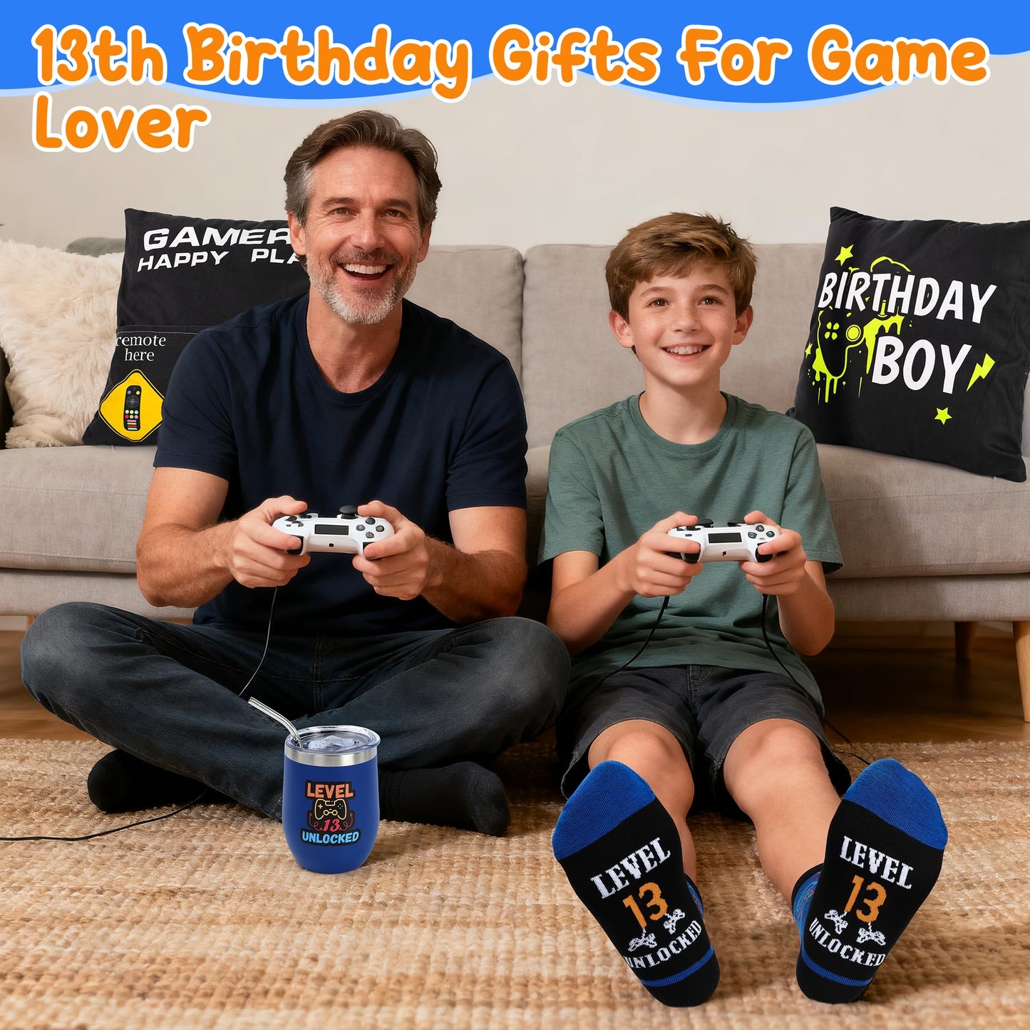 Splandiant 13 Year Old Boy Birthday Gift Ideas, Funny Gamer Birthday Gift Set for 13th Boys, Thirteen Years Old Gamepad Gifts Ideas for Boys Son Grandson Nephew Friend Video Game Lovers
