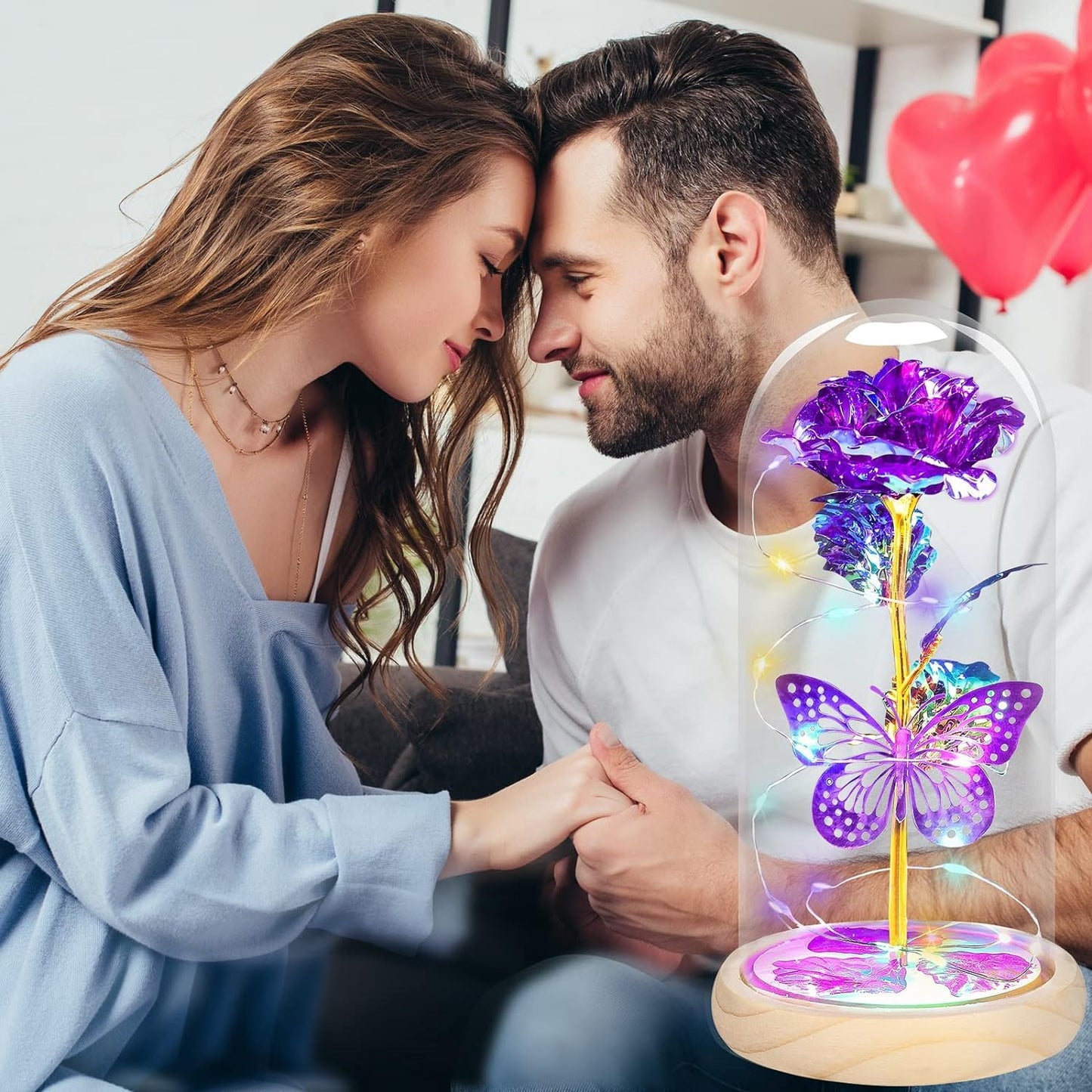 QUNPON Mothers Day Rose Gifts for Mom Flowers Rose Gifts for Women,Birthday Gifts for Women,Purple Butterfly Flowers for Mother Day Flower Gifts from Daughter Son,Gift for Mom,Sister,Her,Grandma,Wife