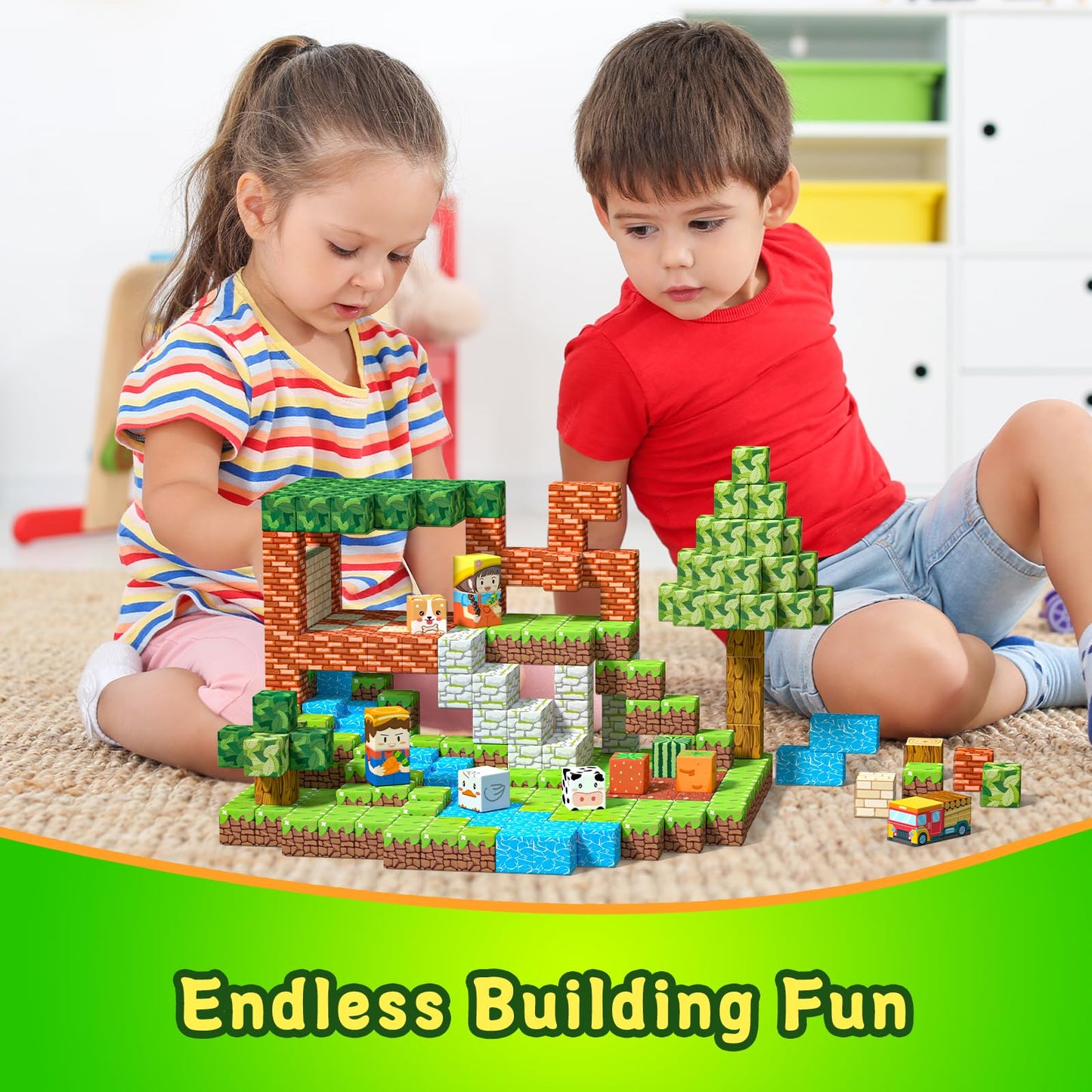 Payleeg Magnetic Blocks Building Toys for Kids Ages 4-8 5-7 8-12 Year Old, Magnetic Cubes Tiles Montessori Sensory Travel Toddler Boys Girls Toys Games Christmas Birthday Gifts