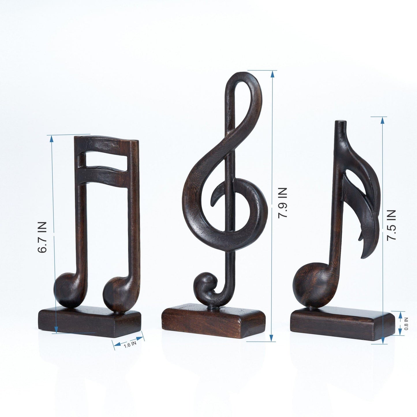 Handicraftviet Wooden Music Note Sculpture and Music Lovers, Handmade Music Symbols Gifts for Office Bookshelf Room Decor, Music Teacher Gifts, Music Graduation Gifts (Music Note Set 3, Black)