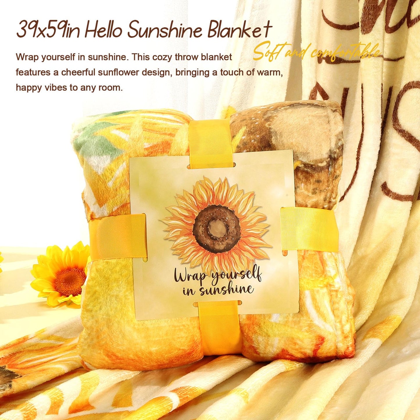 Sunflower Birthday Gifts for Women Self Care Gift - Sending Sunshine Gift Box Get Well Soon Sympathy Gift Basket for Women Care Package, Mothers Day Inspirational Gifts for Mom Wife Sister Friends
