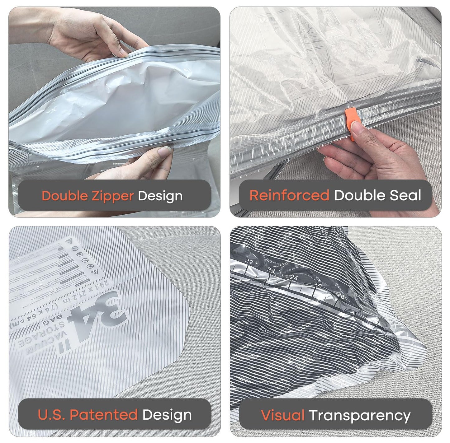 Vacbird Vacuum Seal Bags for Clothing with Rechargeable Cordless Pump, 12 Pack Compression Packing Bags, Space Saver Storage for Seasonal Clothes Bedding Blanket Pillows Comforters Luggage Travel