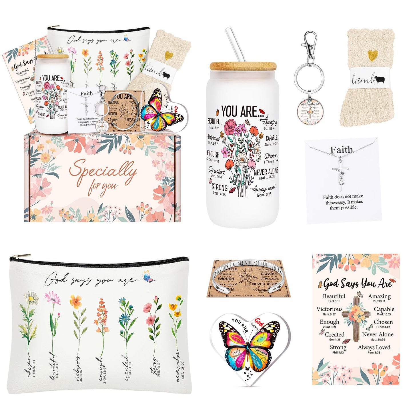 12PCS Christian Gifts for Women Faith,Inspirational Gifts for Women,Christian Birthday Gifts,Spiritual Religious Gifts, Get Well Soon Gifts for Mom,Friends,Sister,Wife,Girlfriends