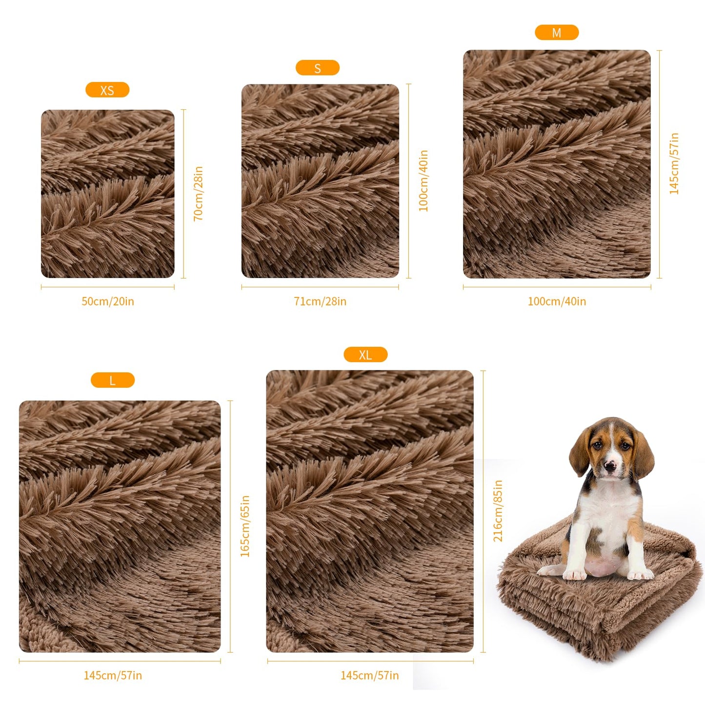 Cat Calming Dog Blanket for Couch Waterproof Fluffy Faux Fur Blankets for Dogs and Cats Soft Lightweight Couches and Bed Cover Washable(Brown,M-57x40in)