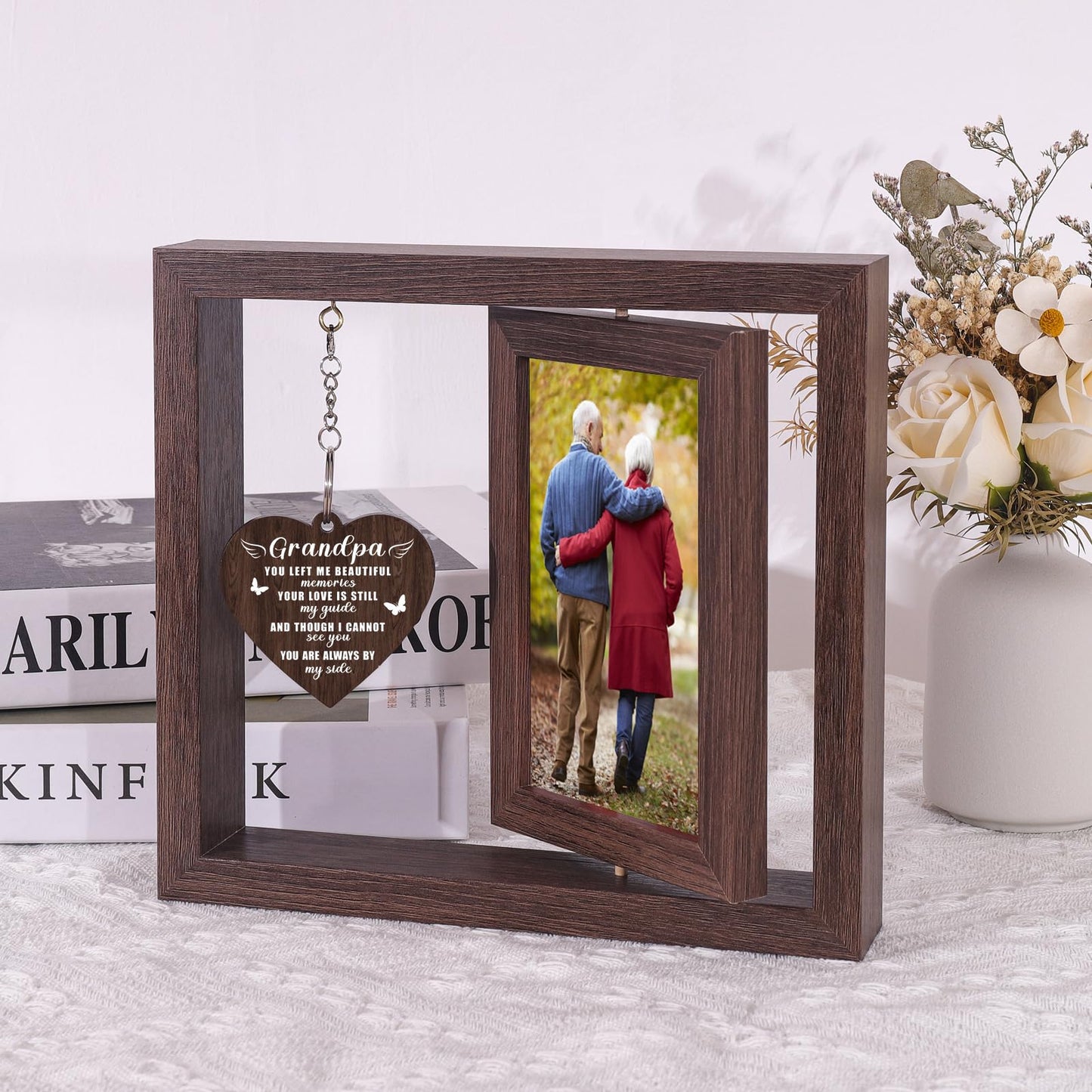 Boiveco Memorial Gifts for Loss of Grandpa, Sympathy Gift for Loss of Grandpa Memorial Picture Frame, In Memory of Grandpa Grief Remembrance Bereavement Gifts for Loss of Grandpa, Display Two 4x6 Photos