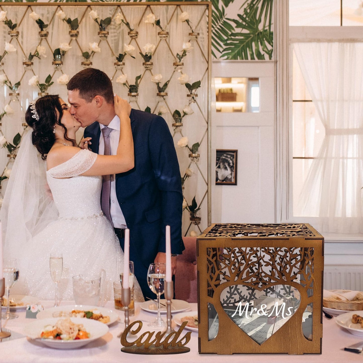 OurWarm Wedding Card Box with Acrylic Window, Wooden Gift Card Box for Wedding Decorations for Reception, Rustic Brown Wood Money Keepsake Boxes for Wedding Decor Baby Shower Birthday Graduation Party