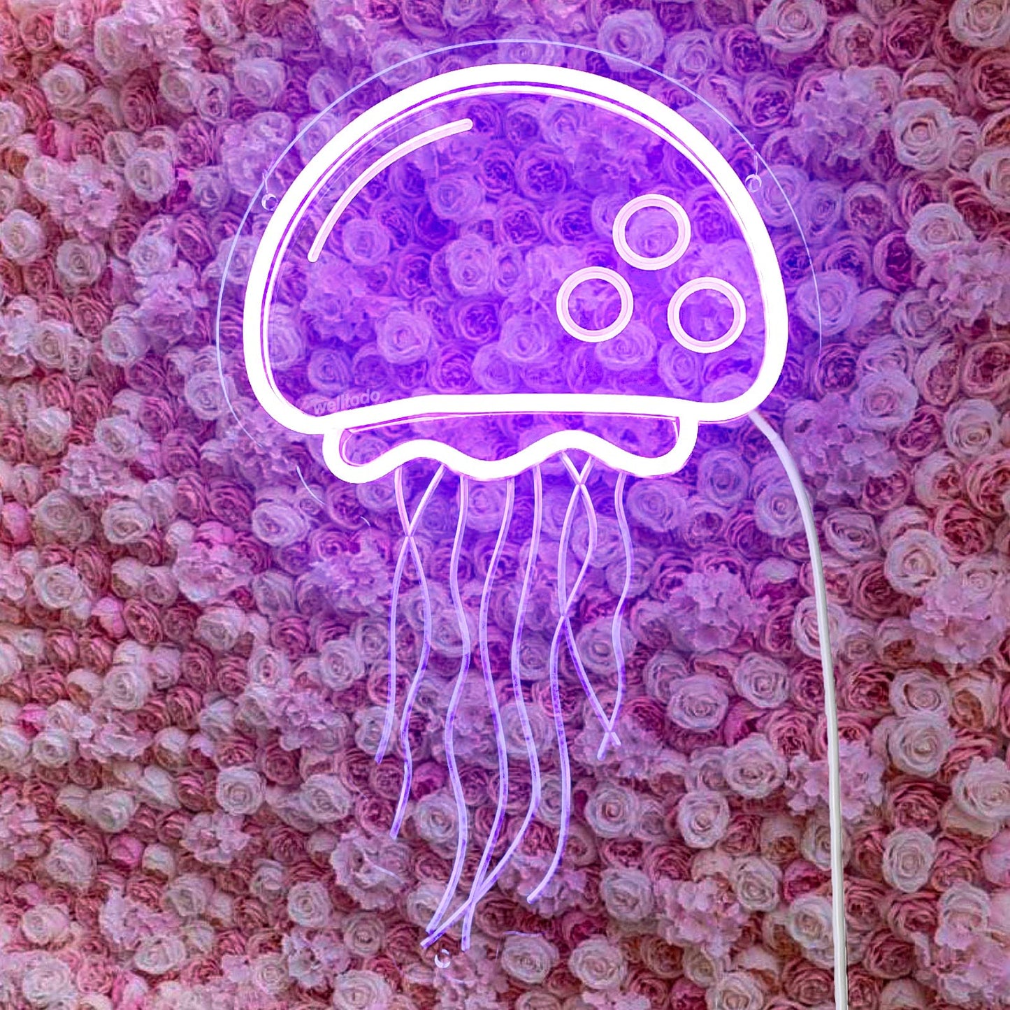 Jellyfish Neon signs for wall decor,Powered by USB Purple LED Neon Light Sign，3D Art Aesthetic Jelly Fish Neon Sign for Birthday Party,Jellyfish Decor, Kids Gifts