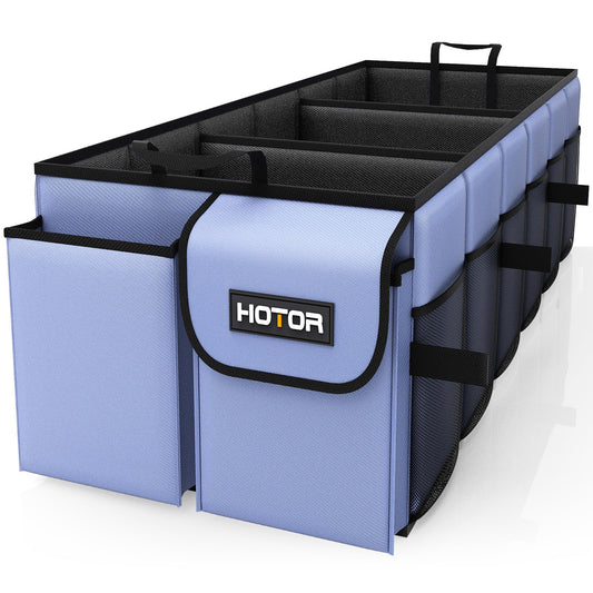 HOTOR Trunk Organizer - Car Organizer, Foldable Trunk organizer for SUVs & Sedans, Sturdy Car Organization for Car Accessories, Tools, Sundries, Blue, 3 Compartments, 31.9"×12.6"×10.6"