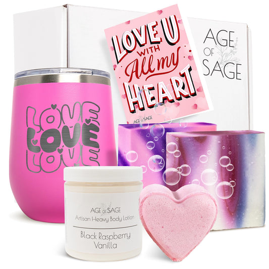 Love Spa Gift Basket for Women - Self Care Basket, Relaxation, Pampering Gift for Girlfriend, Wife, Mom, Sister, Friends - Birthday Bundles, Mothers Day, Anniversary, Valentines Day Gift Set for Her