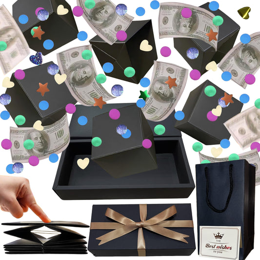JINSTABAG Surprise Box Gift Box for Money, DIY Unique Folding Bouncing Gift Boxes with Confetti, Surprise Gift Box Explosion for Birthday, Anniversary, Valentine's Day.