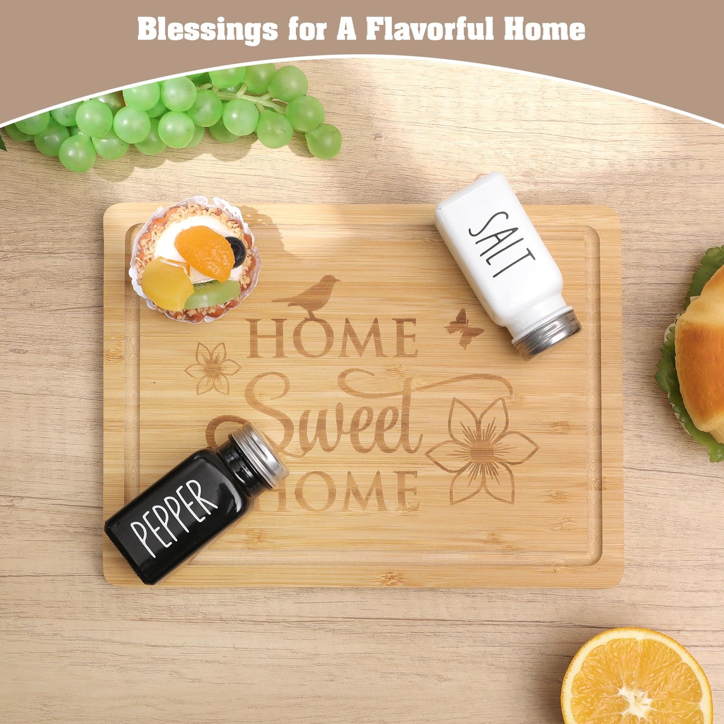 House Warming Gifts New Home, 12 Pcs Housewarming Gifts Basket for New House with Gift Box Packaging, 3D Botanical Greeting Card, Cutting Board for Couple, Closing Gifts for Home Buyers