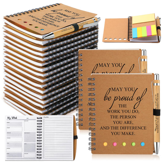 Moinchore 20 Sets Teacher Appreciation Gifts Thank You Gifts Inspirational Spiral Notebooks with Sticky Notepad and Bamboo Pen Nurse Week Gift for Team Nurse Coworker Graduation (May You Be Proud)
