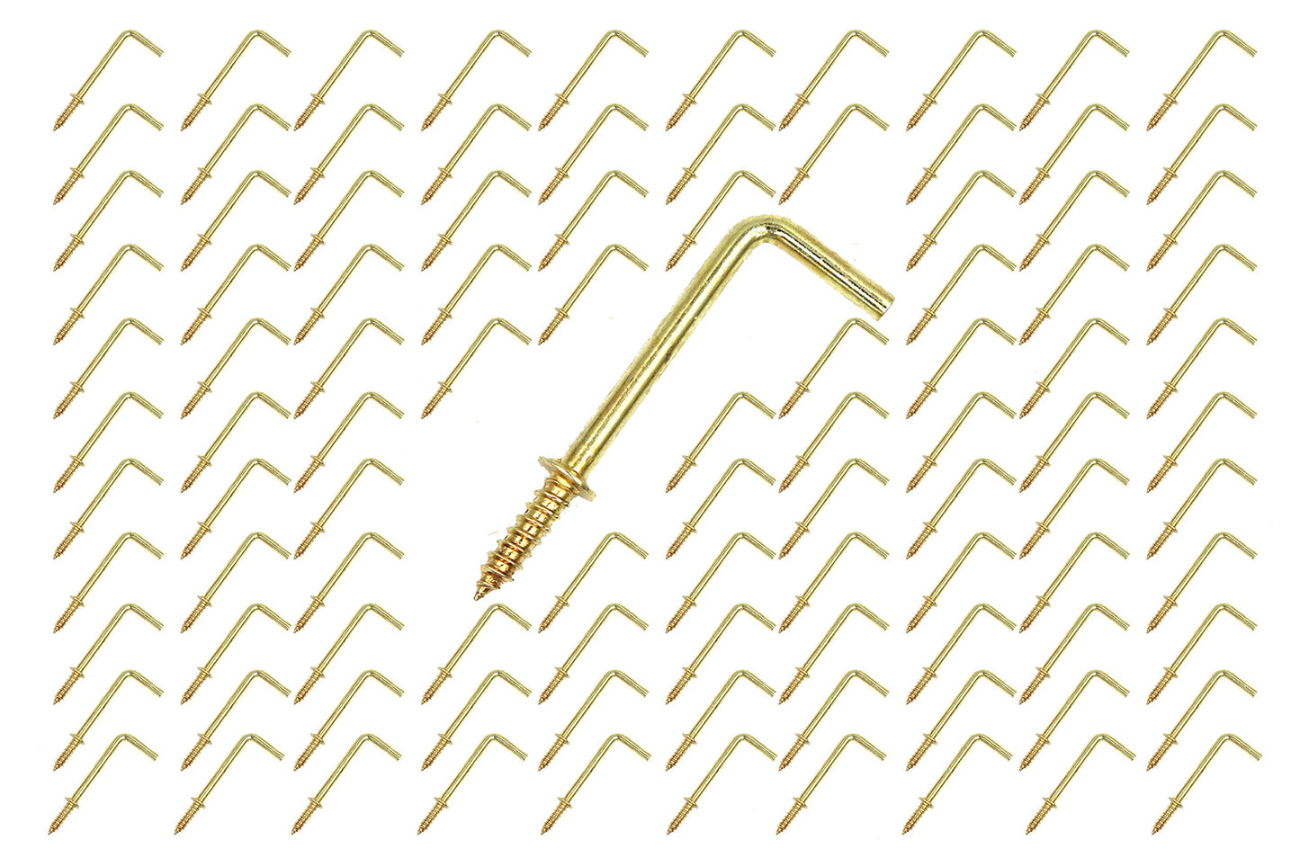FGen 100pcs L Type Photo Frame - Copper Plated Right Angle Hooks, Fixed Cup Hooks - 2.16 inch (Gold)