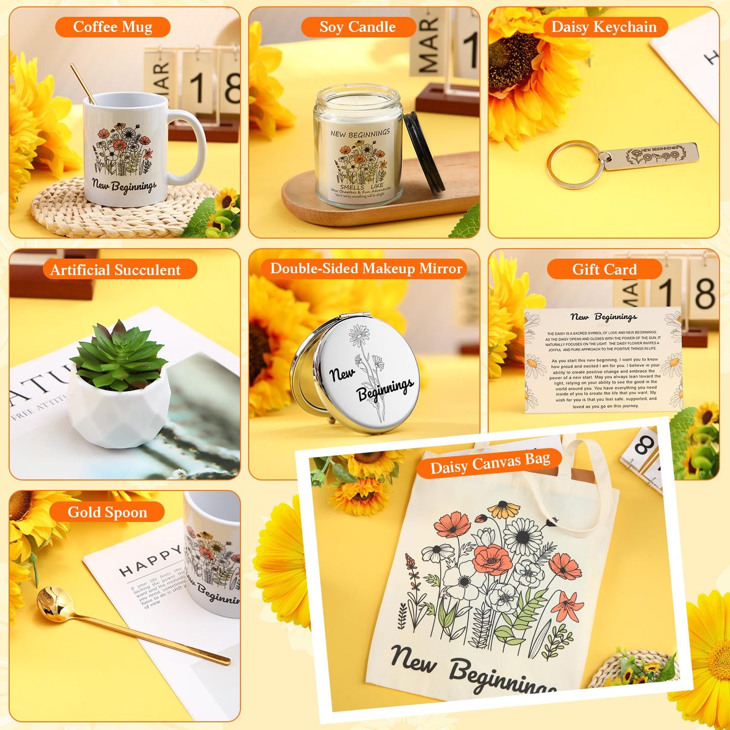 Yeyeplum New Beginnings Box Gifts for Women Daisy Farewell Leaving Away Gifts for Coworkers, New Job Retirement Goodbye, Good Luck Leaving Job, Breakup, Divorce for Friends