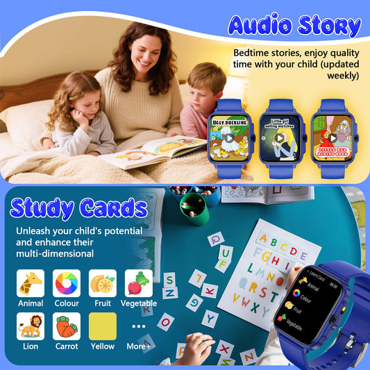 Kids Watch, 1.85" Fitness Tracker Pedometer, Heart Rate, Sleep Monitor, NO APP/Phone, Alarm Clock, Smartwatches with Video Music, IP68 Waterproof, Puzzle Games, Gift for Boy Girl, Smart Watch for Kid